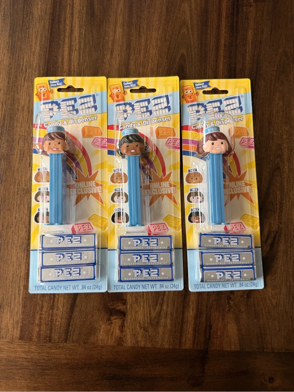 Pez Presenter Girl Candy Dispenser Pack - Blue Dispenser (3-Pack)